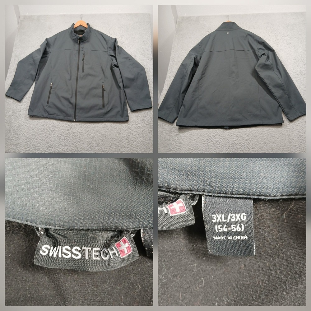 Swiss Tech Softshell Jacket Mens 3XL Gray Full Zip‎ Fleece Lined Outdoor